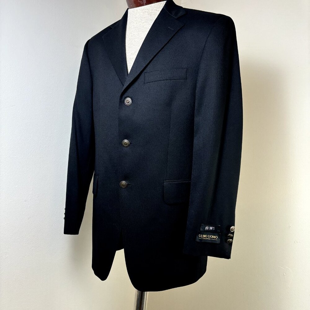 Super 100's Wool Suit Jacket Canada Ultimo Uomo NWOT Size 38R Men's Black Blazer
